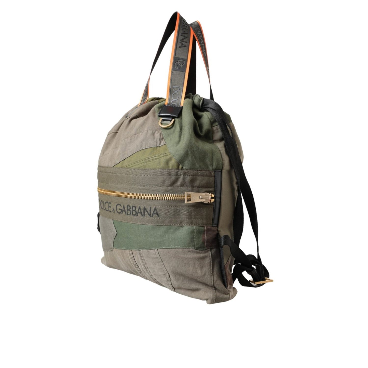 Dolce & Gabbana Military Green Patchwork Rucksack Backpack Bag BAG1479