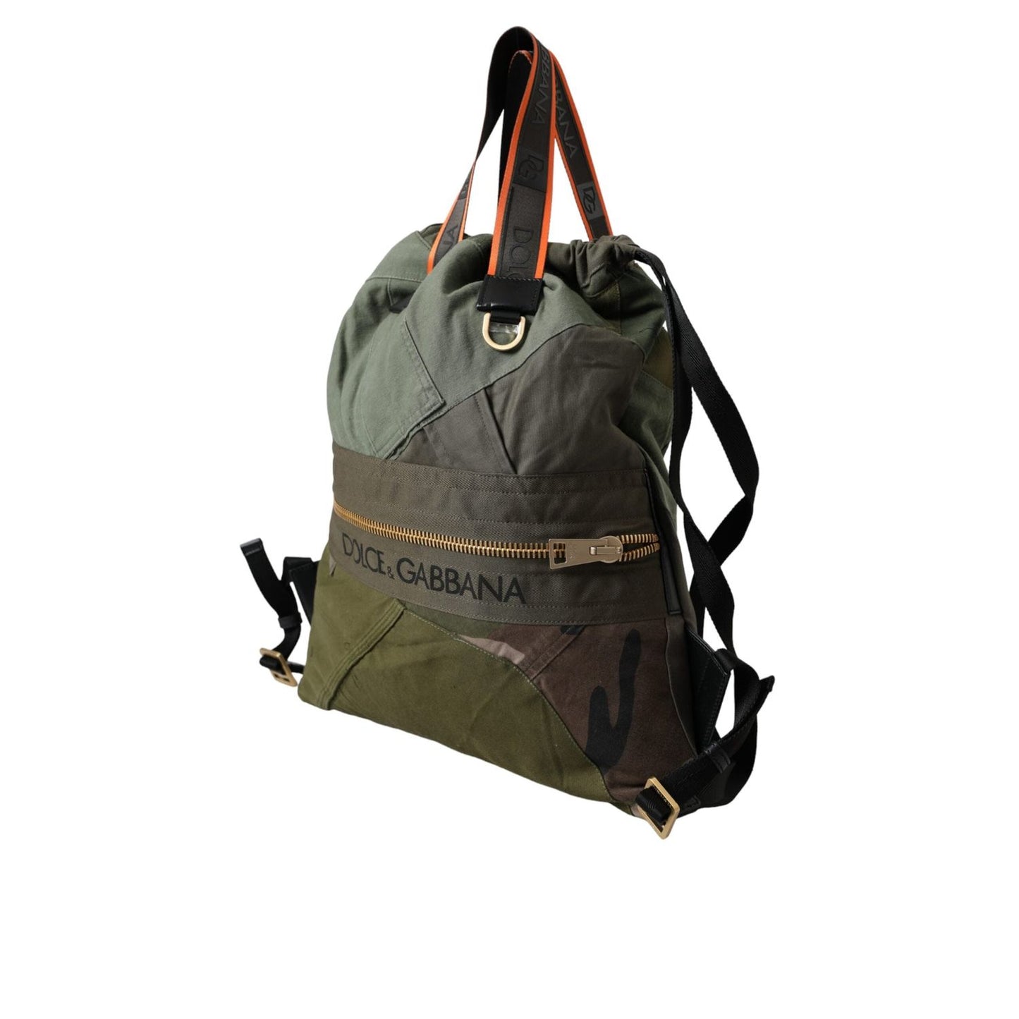 Dolce & Gabbana Military Green Patchwork Rucksack Backpack Bag BAG1481