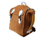 Dolce & Gabbana Brown Yellow Suede Leather Logo Backpack Bag BAG1487