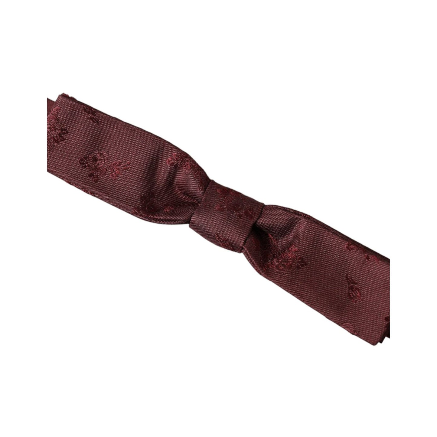 Dolce & Gabbana Maroon Floral Silk Adjustable Neck Men Bow Tie FT3945