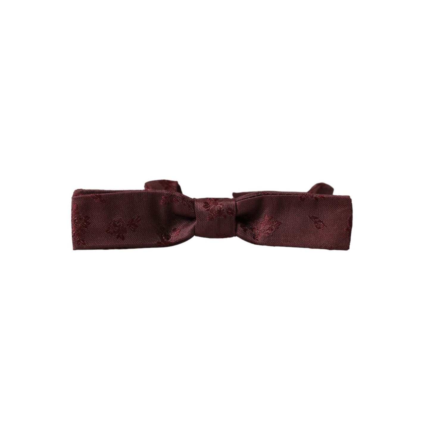 Dolce & Gabbana Maroon Floral Silk Adjustable Neck Men Bow Tie FT3945