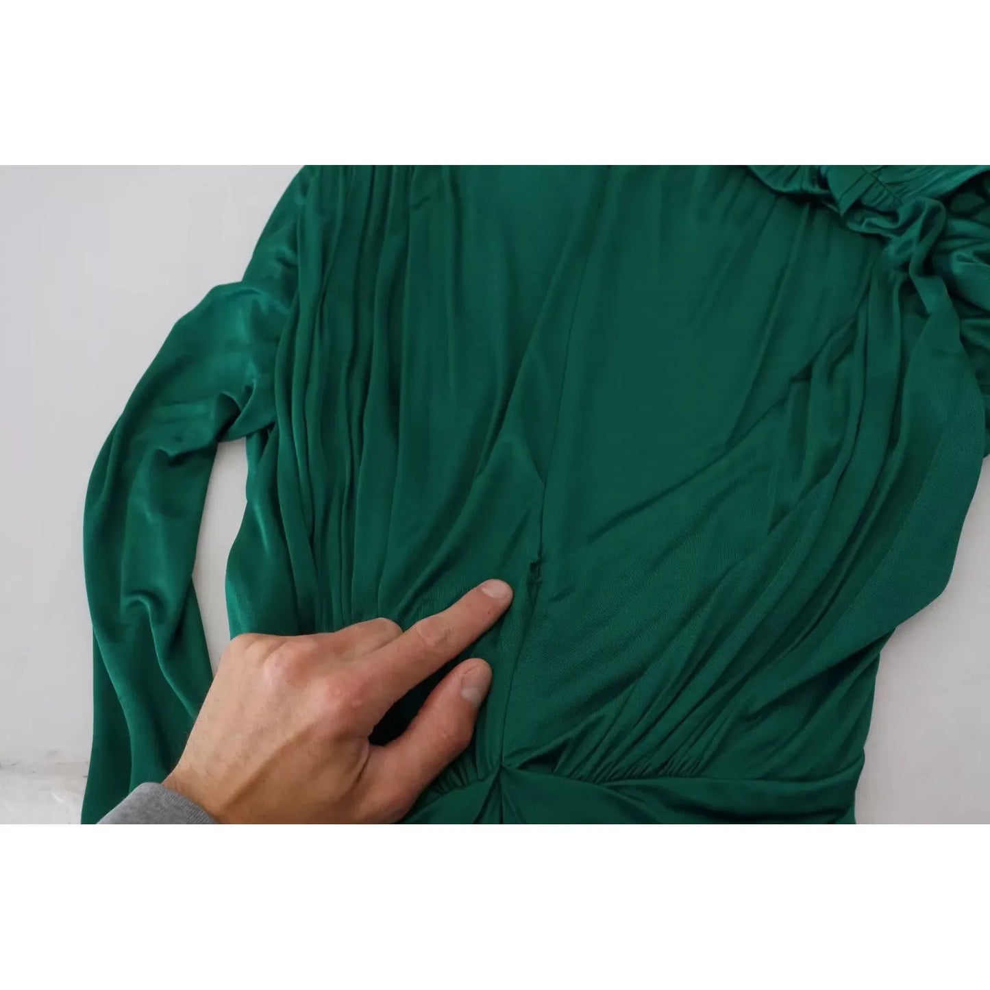 Dolce & Gabbana Dark Green Viscose Long Sleeve Midi Dress Dolce & Gabbana Gray