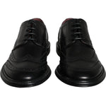 Dolce & Gabbana Black Leather Oxford Wingtip Formal Men Shoes MV6069-39