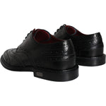 Dolce & Gabbana Black Leather Oxford Wingtip Formal Men Shoes MV6069-39