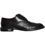 Dolce & Gabbana Black Leather Oxford Wingtip Formal Men Shoes MV6069-39