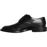 Dolce & Gabbana Black Leather Oxford Wingtip Formal Men Shoes MV6069-39