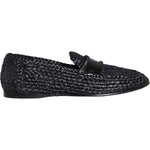 Dolce & Gabbana Black Woven Raffia Slip On Loafers Men Shoes MV6086-40