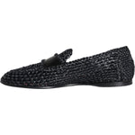 Dolce & Gabbana Black Woven Raffia Slip On Loafers Men Shoes MV6086-40