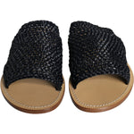 Dolce & Gabbana Black Monochrome Braided Raffia Slides Shoes MV6101-42