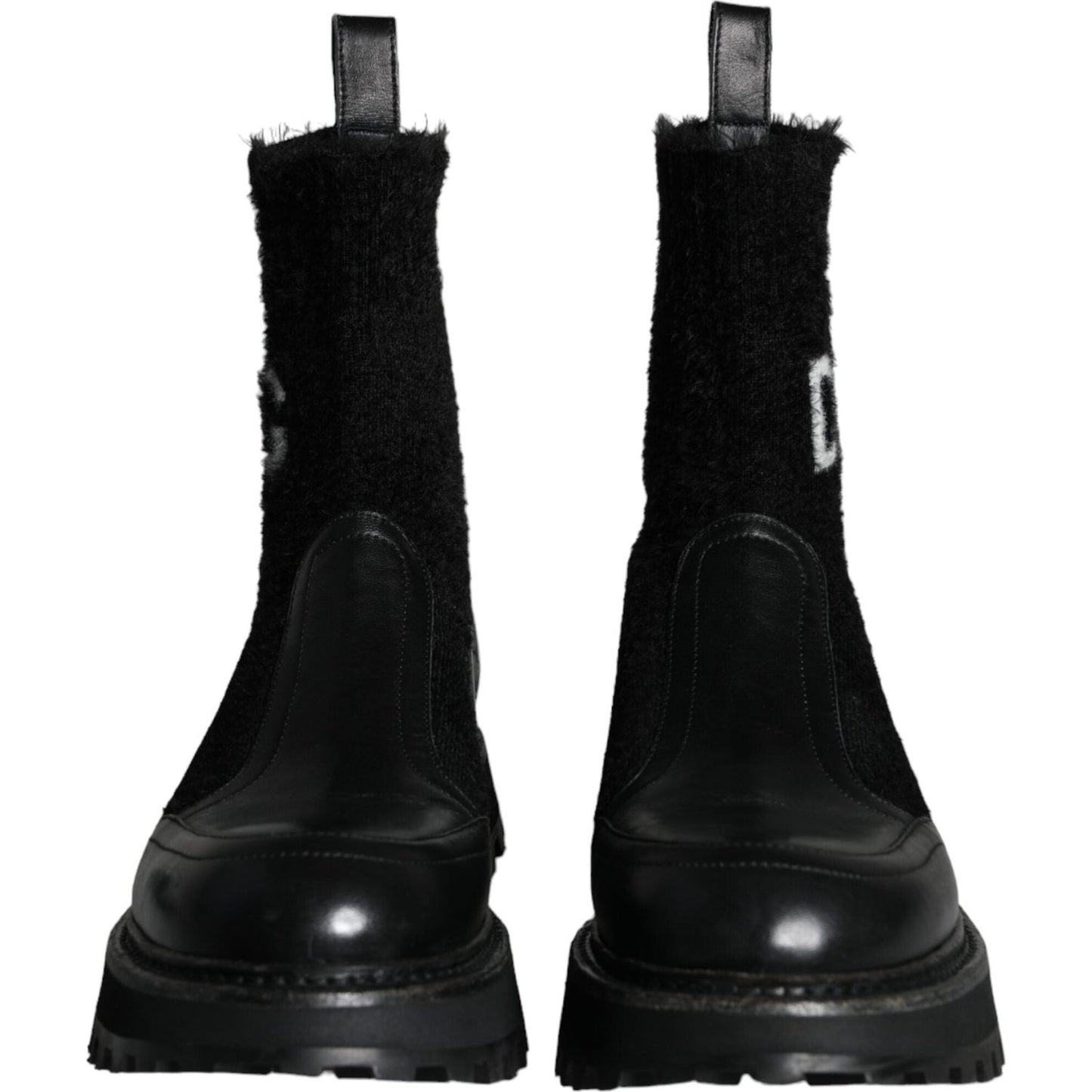 Dolce & Gabbana Black DG Logo Horse Sock Ankle Boots Shoes Dolce & Gabbana Black
