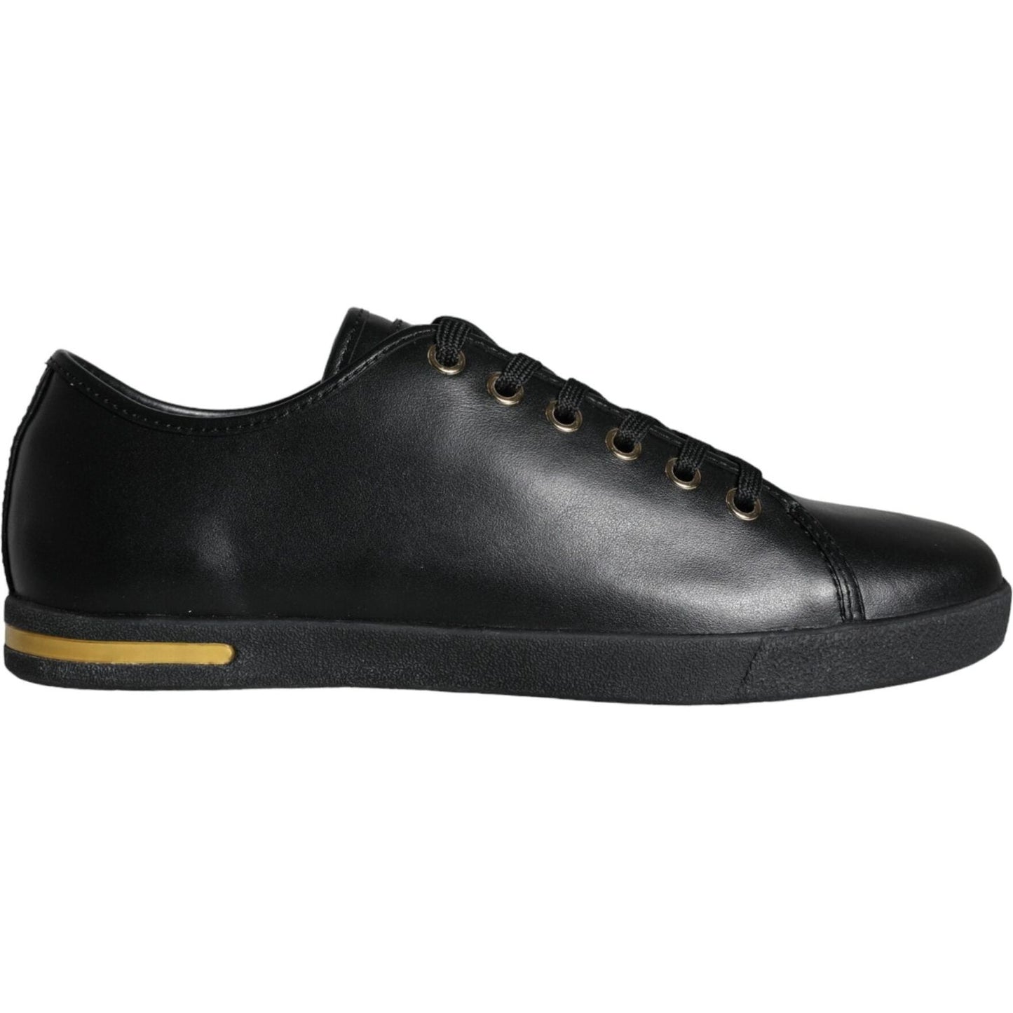 Dolce & Gabbana Black Gold Leather Classic Sneakers Shoes Dolce & Gabbana Dark Slate Gray