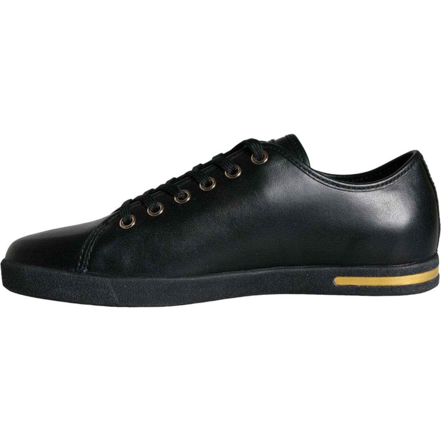 Dolce & Gabbana Black Gold Leather Classic Sneakers Shoes Dolce & Gabbana Dark Slate Gray