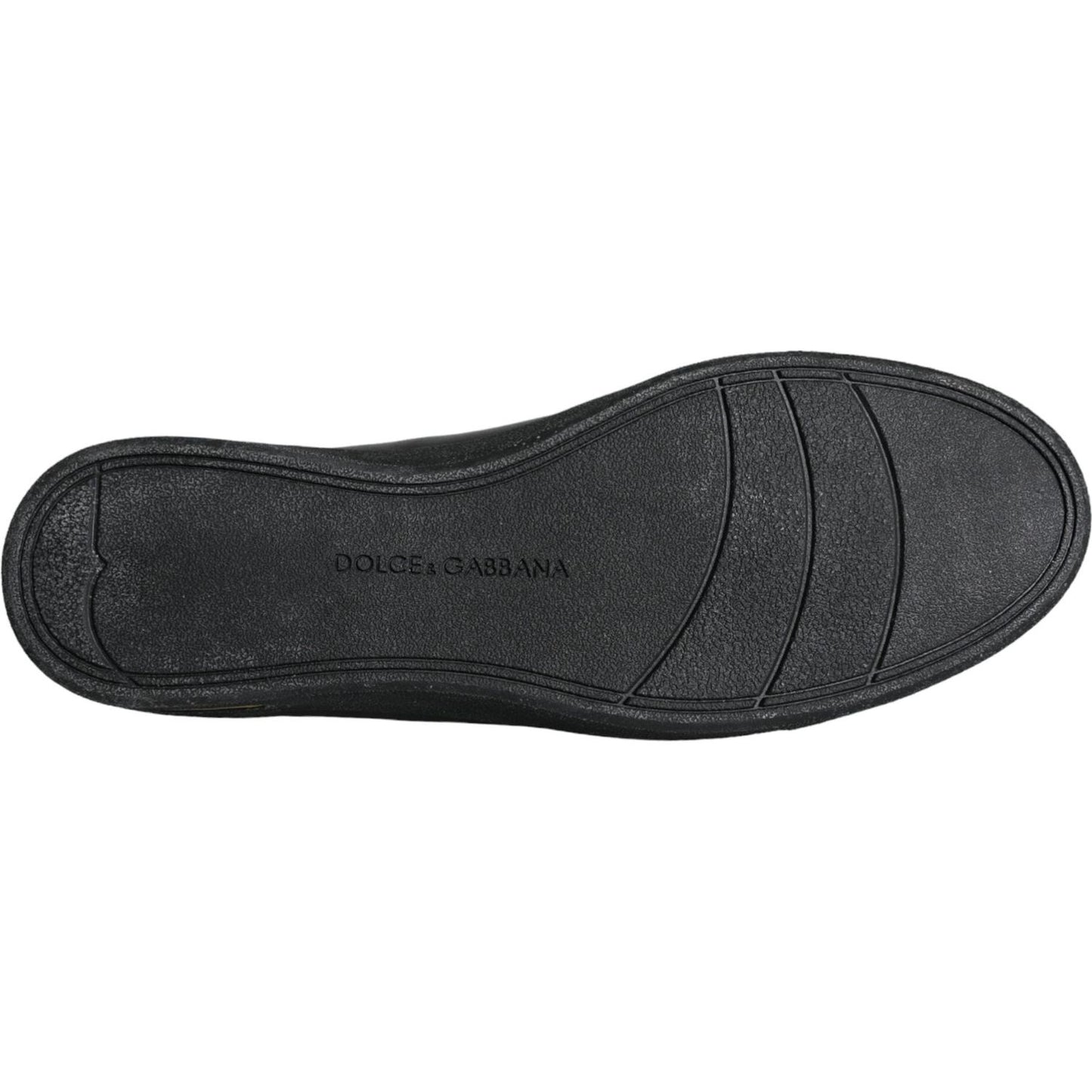 Dolce & Gabbana Black Gold Leather Classic Sneakers Shoes Dolce & Gabbana Dark Slate Gray