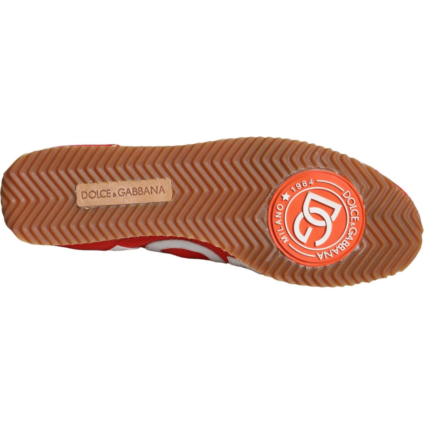 Dolce & Gabbana Red White Leather Logo Casual Sneakers Shoes Dolce & Gabbana Sienna