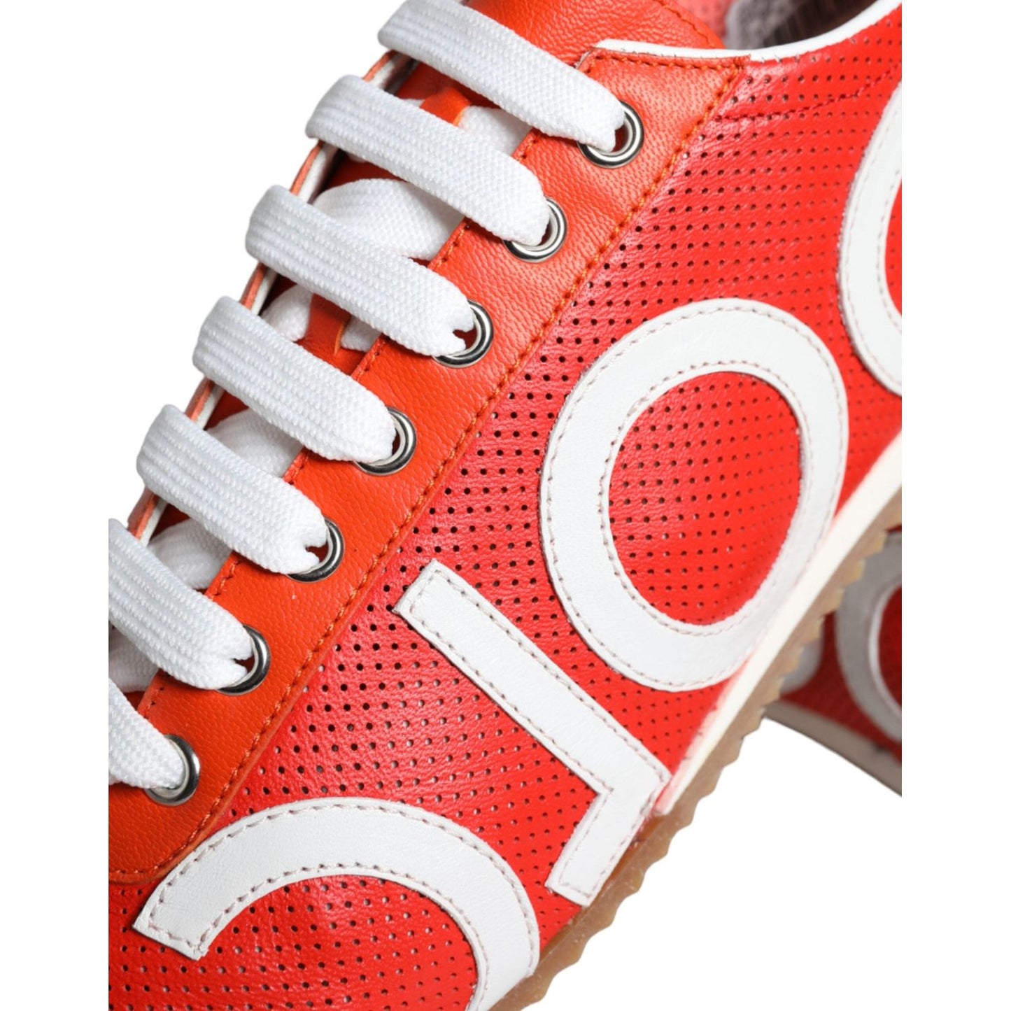 Dolce & Gabbana Red White Leather Logo Casual Sneakers Shoes Dolce & Gabbana Lavender