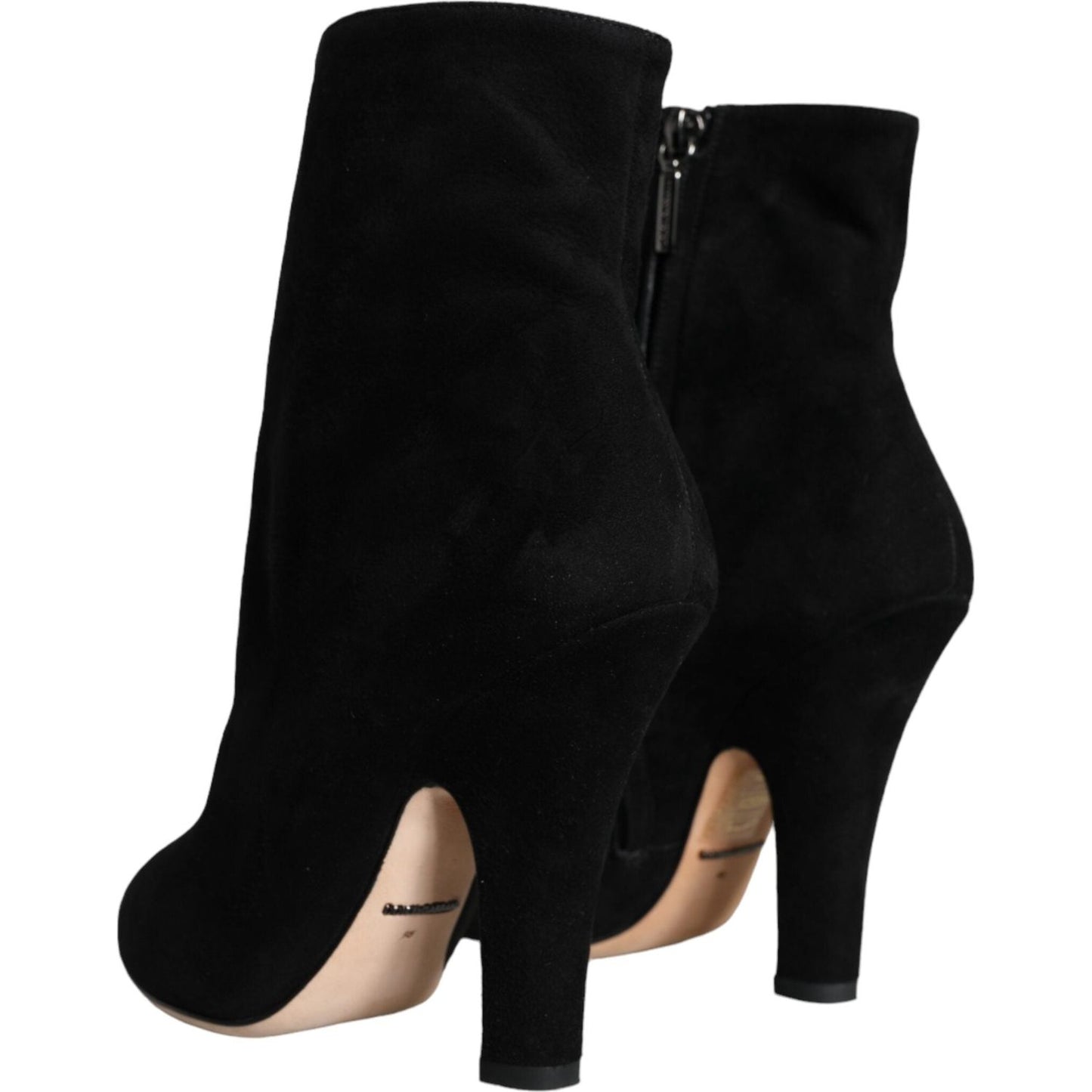 Dolce & Gabbana Black Suede Leather Mid Calf Boots Shoes Dolce & Gabbana Black