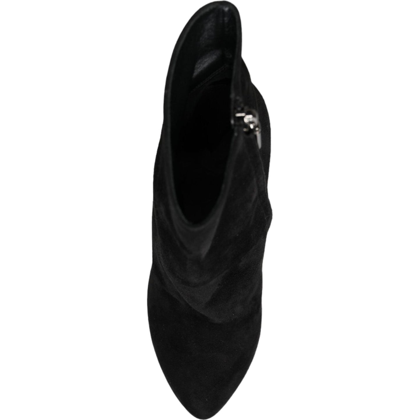 Dolce & Gabbana Black Suede Leather Mid Calf Boots Shoes Dolce & Gabbana Black