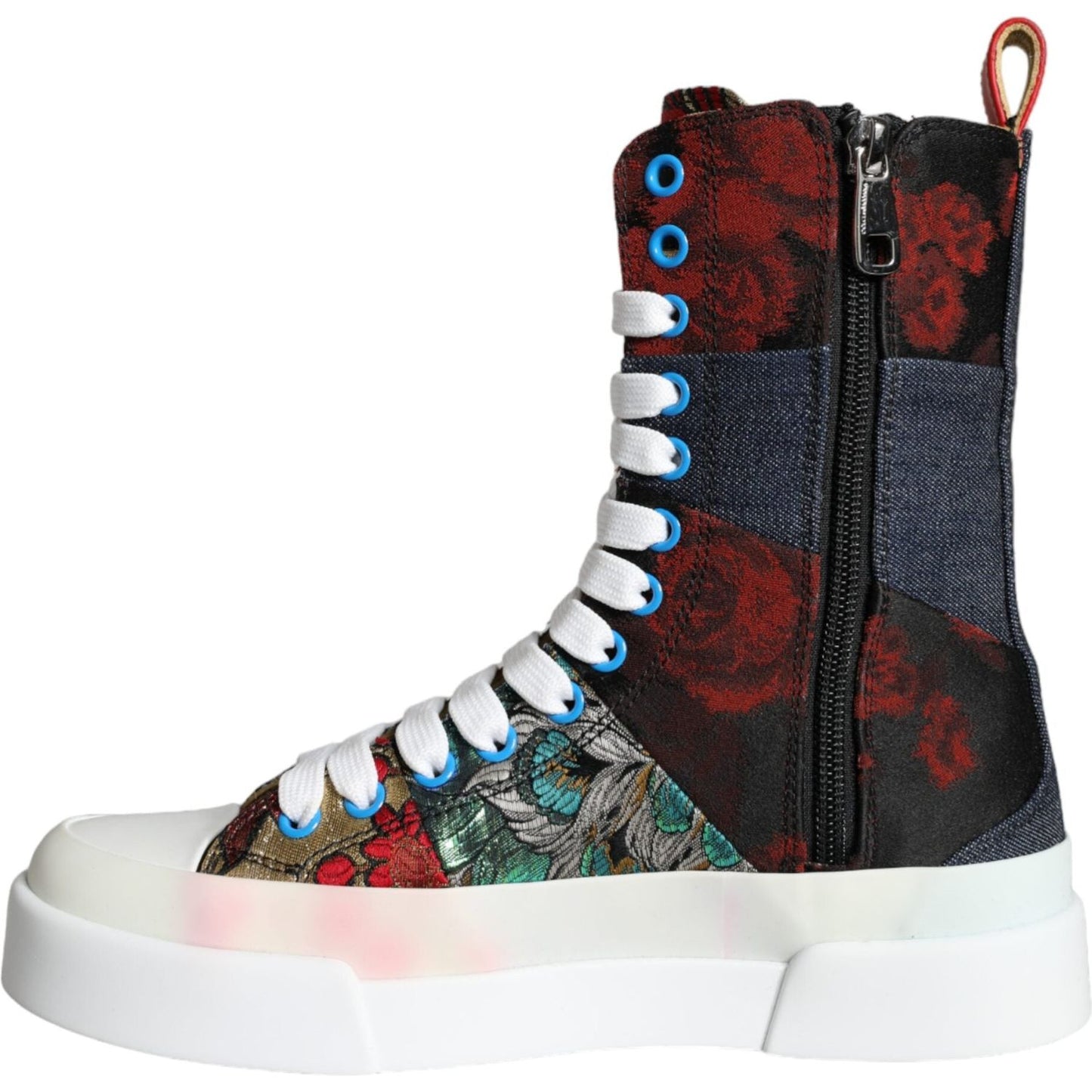 Dolce & Gabbana Multicolor Patchwork Logo High Top Sneakers Shoes Dolce & Gabbana Lavender
