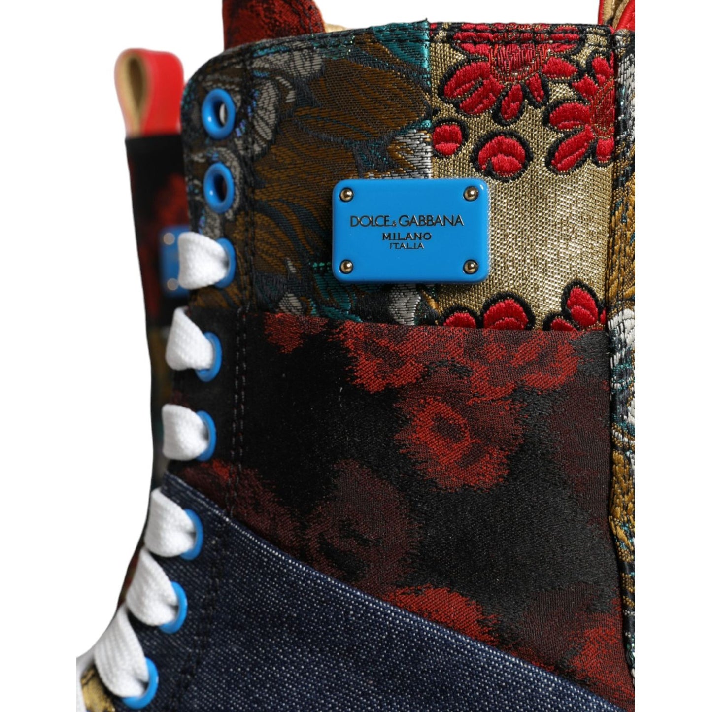 Dolce & Gabbana Multicolor Patchwork Logo High Top Sneakers Shoes Dolce & Gabbana Black