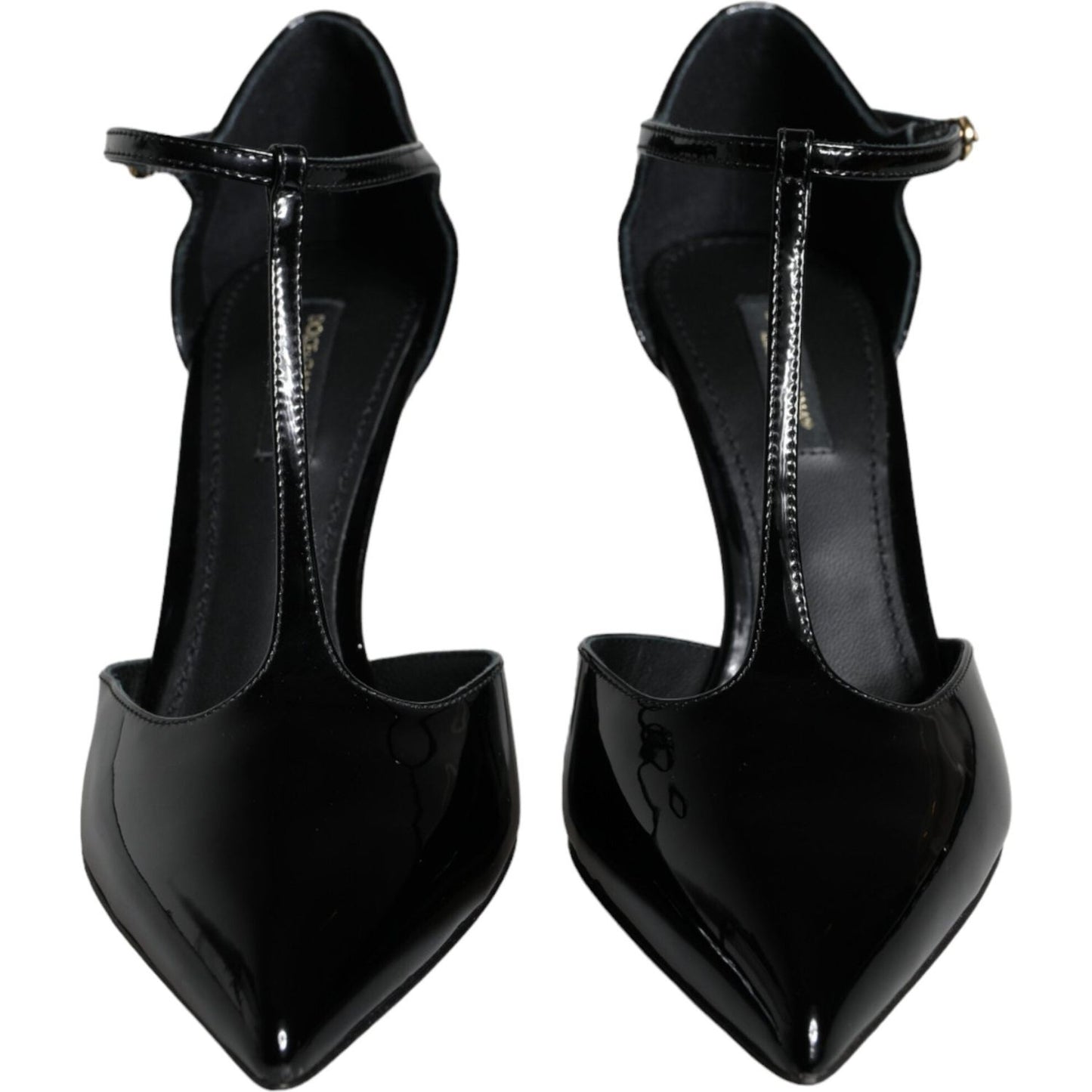 Dolce & Gabbana Black Leather T-strap Stiletto High Heels Shoes Dolce & Gabbana Black
