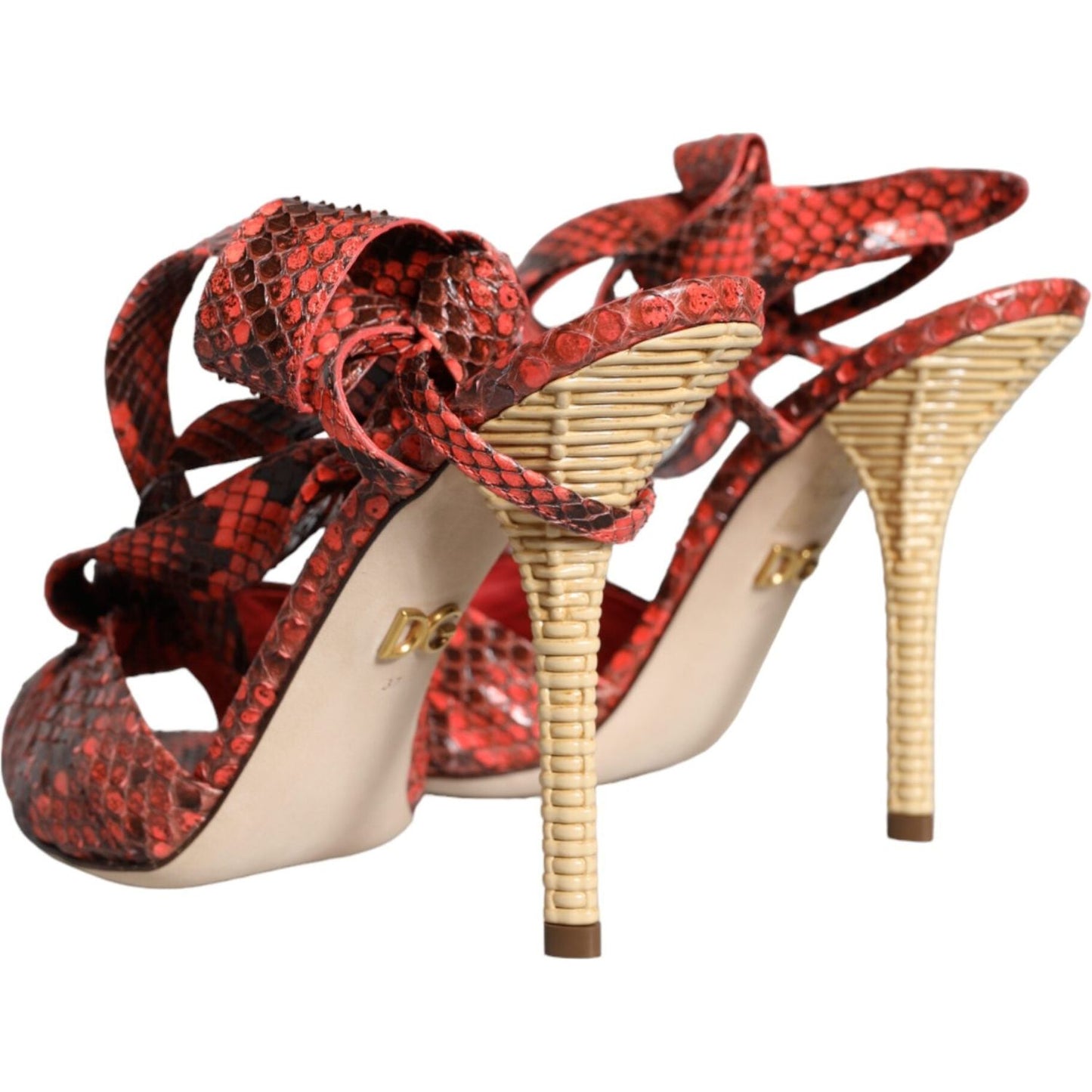 Dolce & Gabbana Coral Exotic Leather Heels Sandals Shoes Dolce & Gabbana Sienna