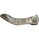 Dolce & Gabbana Silver Patent Leather Scrunch Ballet Flats Shoes LA11406-39