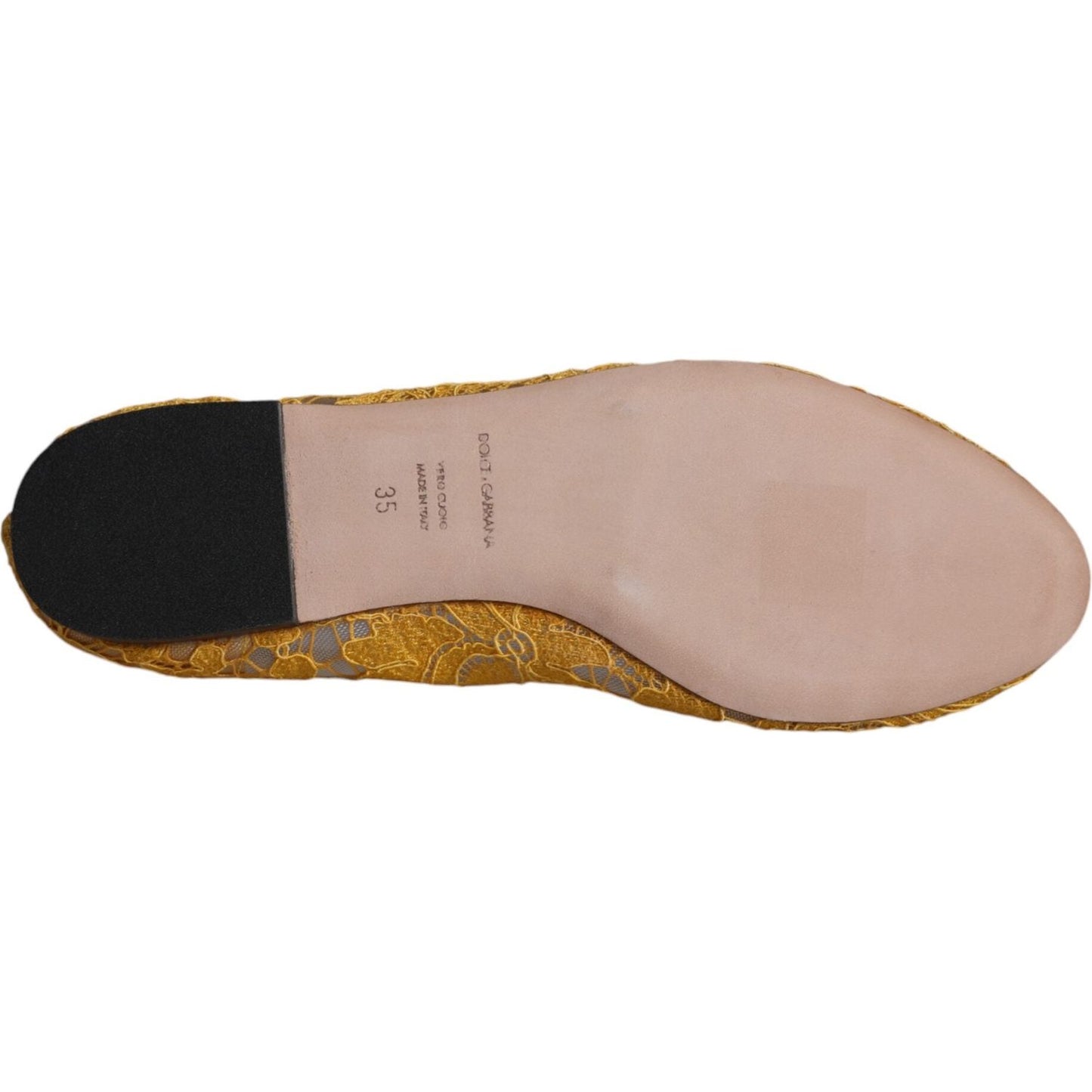 Dolce & Gabbana Mustard Lace Crystal Ballet Flats Loafer Shoes Dolce & Gabbana Rosy Brown
