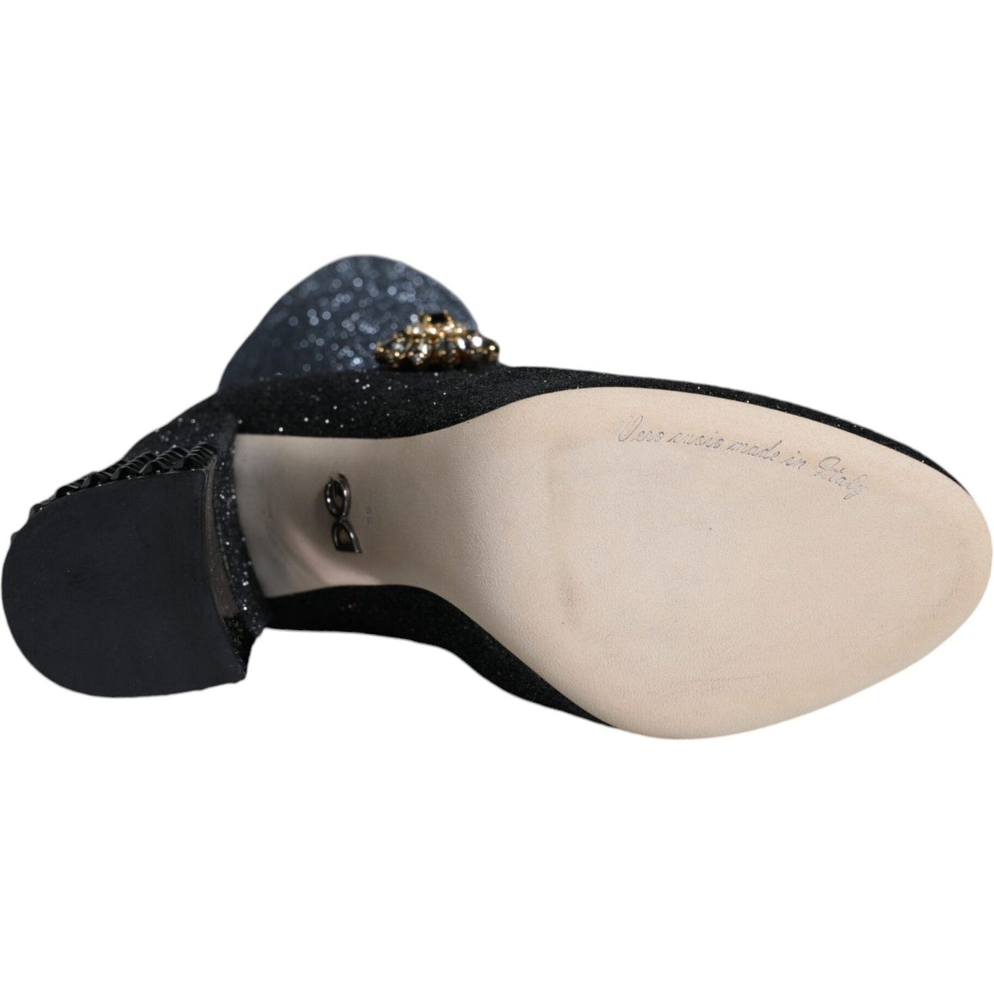 Dolce & Gabbana Black Crystal Mary Janes Booties Shoes Dolce & Gabbana Black