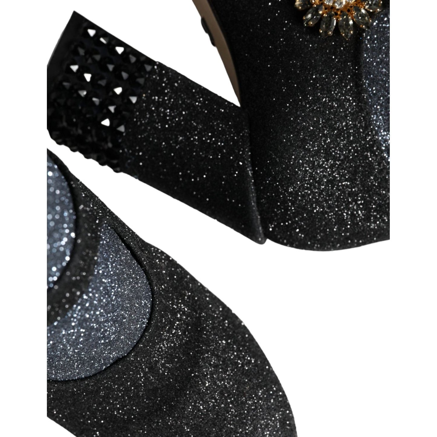 Dolce & Gabbana Black Crystal Mary Janes Booties Shoes Dolce & Gabbana Black