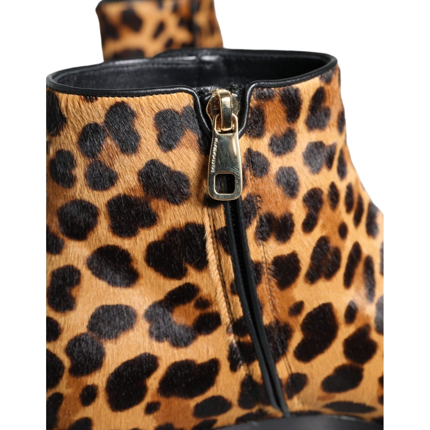 Dolce & Gabbana Brown Leopard Calf Fur Ankle Boots Shoes Dolce & Gabbana Dark Salmon