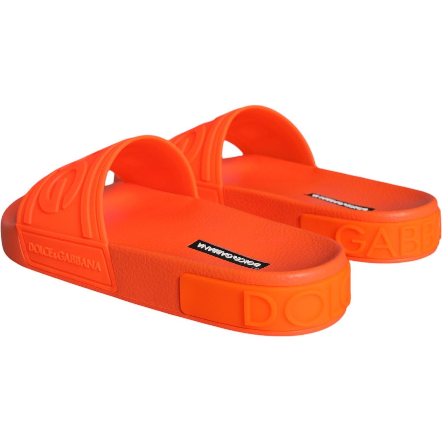 Dolce & Gabbana Orange Rubber Slides Sandals Beachwear Shoes Dolce & Gabbana Orange Red