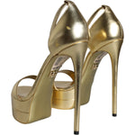 Dolce & Gabbana Gold Leather Platform Keira Sandals Shoes