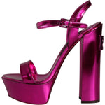 Dolce & Gabbana Fuchsia Leather Platform Logo Keira Sandals Shoes LA11488-39