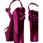 Dolce & Gabbana Fuchsia Leather Platform Logo Keira Sandals Shoes LA11488-39