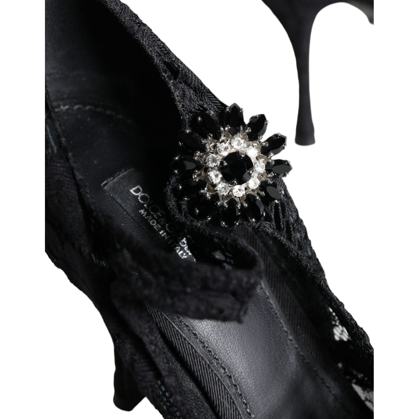 Dolce & Gabbana Black Mary Jane Pumps Lace Crystals Heels Shoes Dolce & Gabbana Black