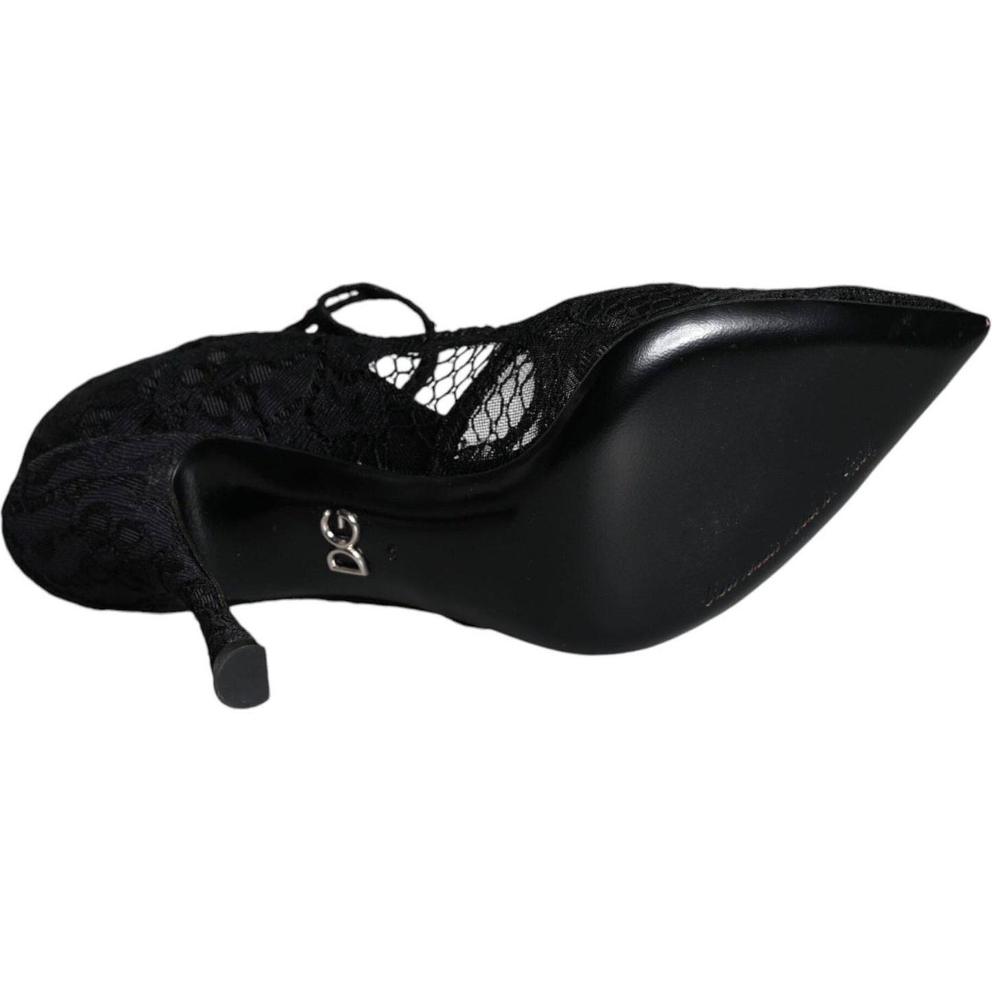 Dolce & Gabbana Black Mary Jane Pumps Lace Crystals Heels Shoes Dolce & Gabbana Black