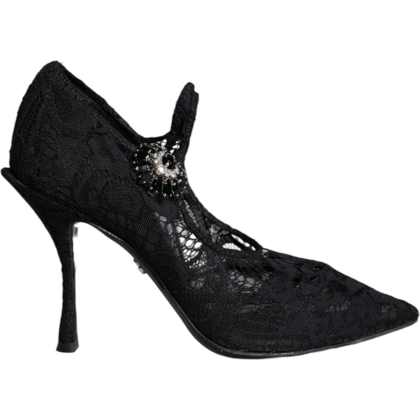Dolce & Gabbana Black Mary Jane Pumps Lace Crystals Heels Shoes Dolce & Gabbana Black