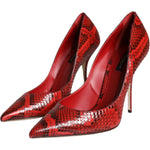 Dolce & Gabbana Red Leather Stiletto High Heels Pumps Shoes LA11505-36.5