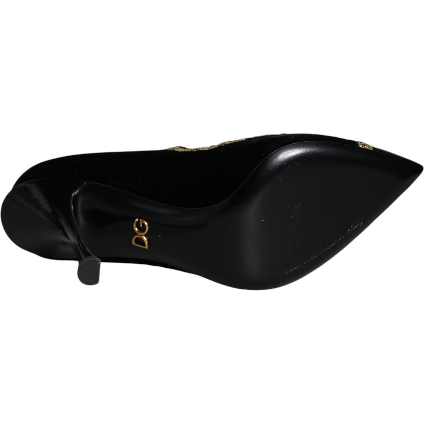 Dolce & Gabbana Black Mary Janes Velvet Gold Pumps Shoes Dolce & Gabbana Black