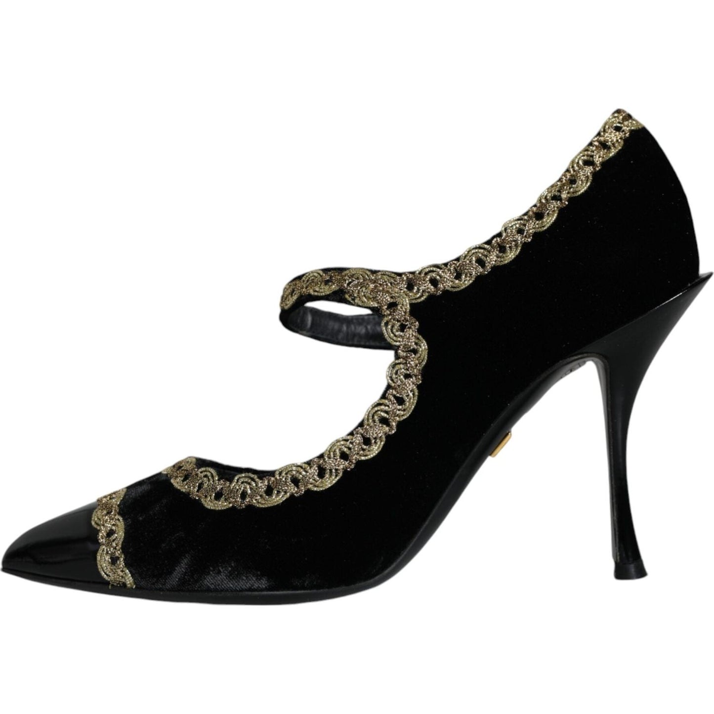 Dolce & Gabbana Black Mary Janes Velvet Gold Pumps Shoes Dolce & Gabbana Black