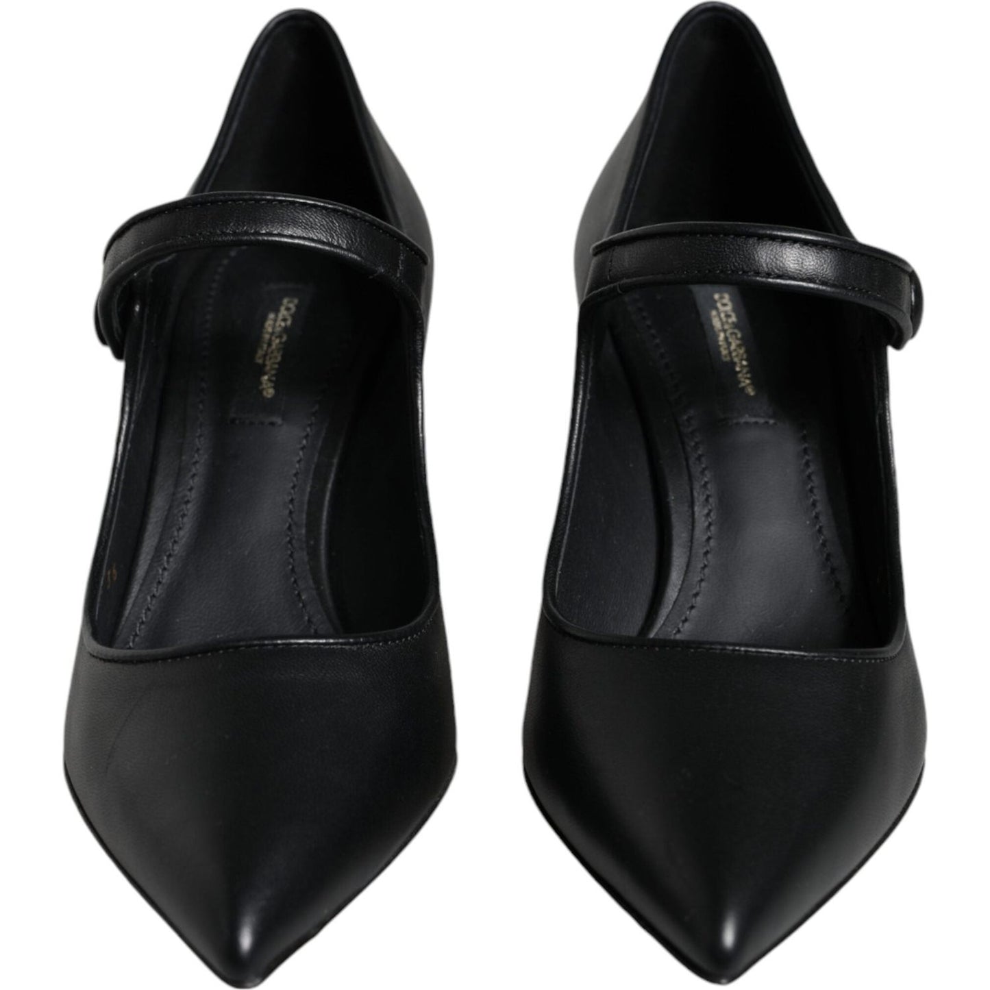 Dolce & Gabbana Black Leather Logo Heels Mary Janes Pumps Shoes Dolce & Gabbana Black