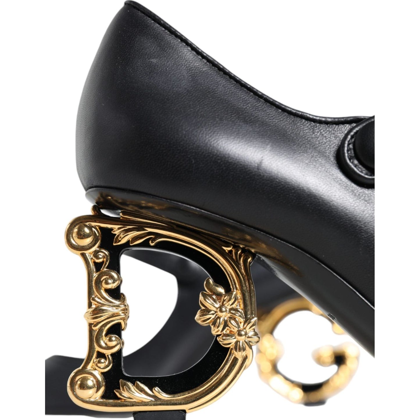 Dolce & Gabbana Black Leather Logo Heels Mary Janes Pumps Shoes Dolce & Gabbana Dark Slate Gray