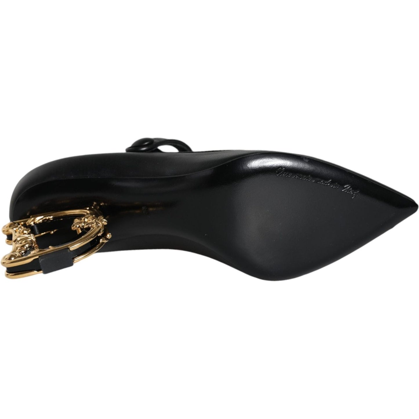 Dolce & Gabbana Black Leather Logo Heels Mary Janes Pumps Shoes Dolce & Gabbana Black