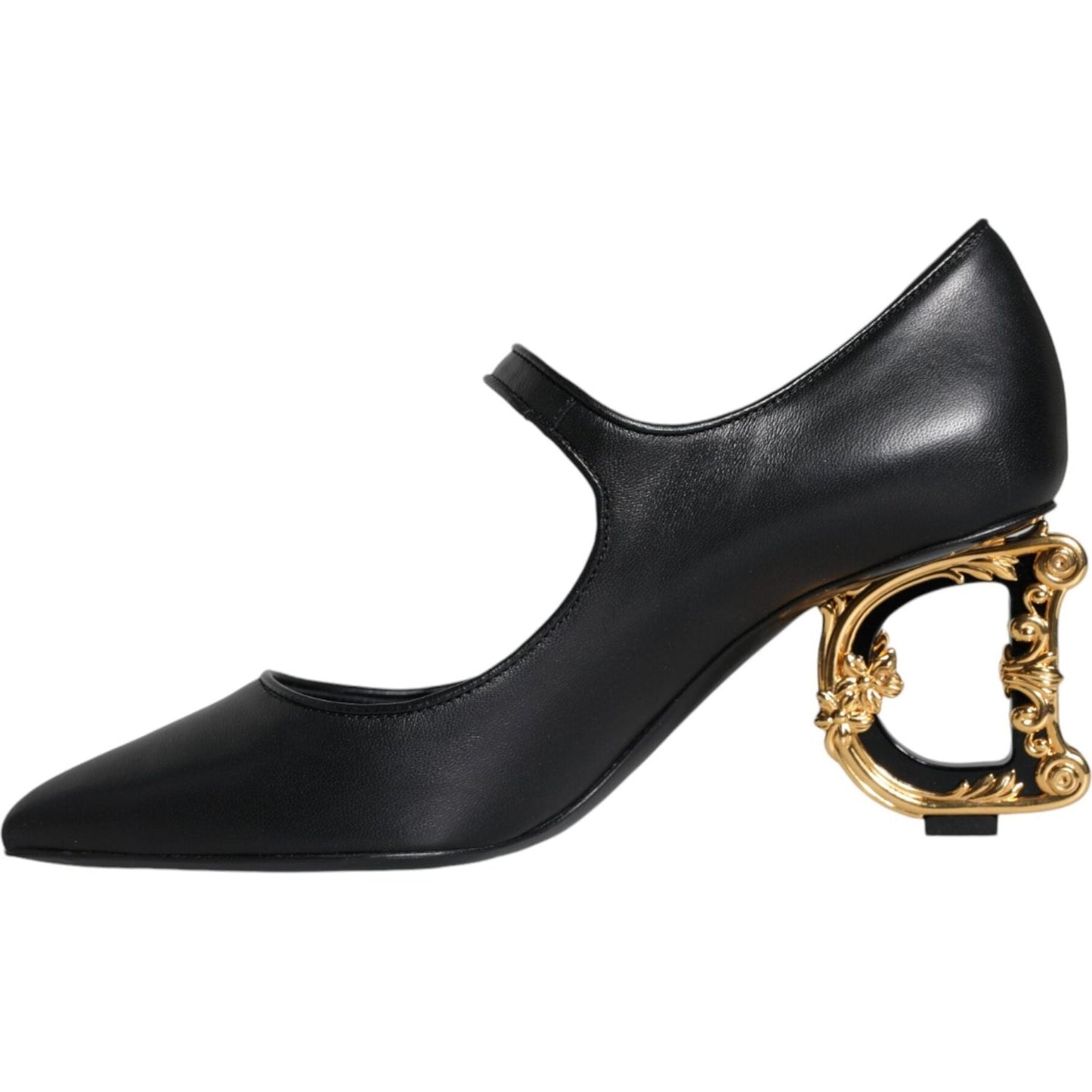 Dolce & Gabbana Black Leather Logo Heels Mary Janes Pumps Shoes Dolce & Gabbana Dark Slate Gray