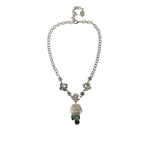 Dolce & Gabbana Silver Brass Clear Crystal Roses Pendants Necklace SMY101277