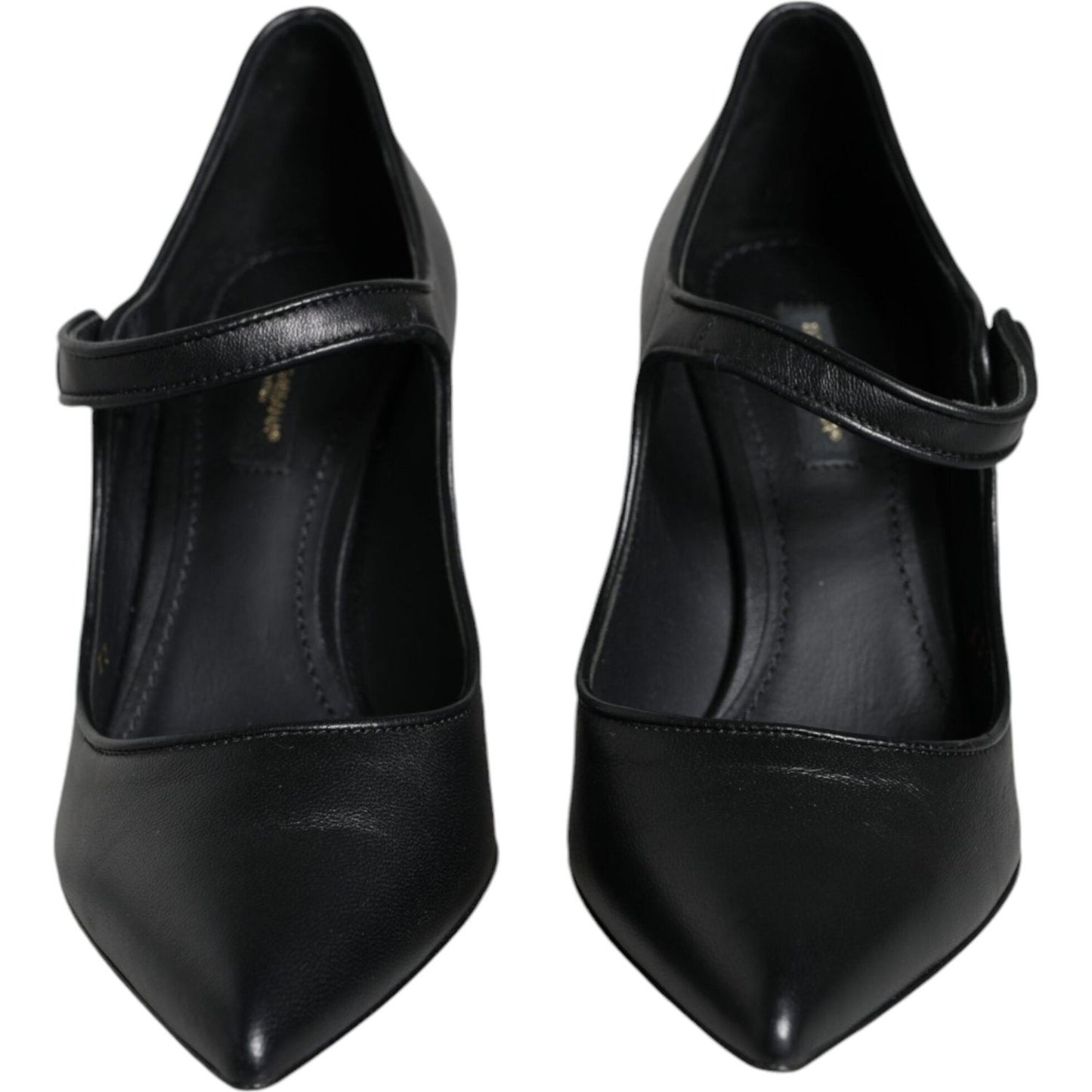 Dolce & Gabbana Black Leather Logo Heels Mary Janes Pumps Shoes Dolce & Gabbana Black