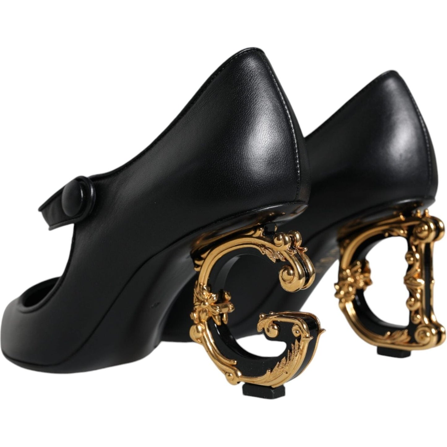 Dolce & Gabbana Black Leather Logo Heels Mary Janes Pumps Shoes Dolce & Gabbana Black