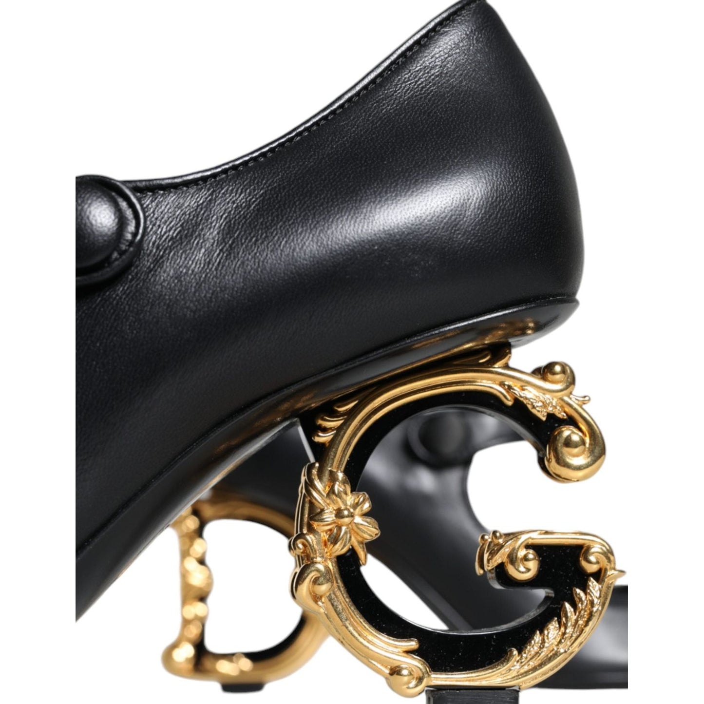 Dolce & Gabbana Black Leather Logo Heels Mary Janes Pumps Shoes Dolce & Gabbana Dark Slate Gray