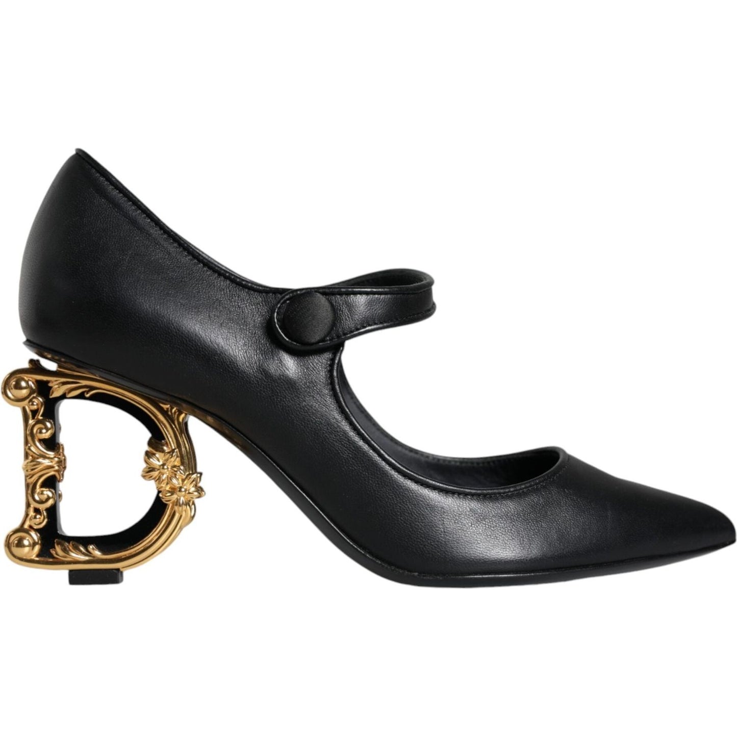 Dolce & Gabbana Black Leather Logo Heels Mary Janes Pumps Shoes Dolce & Gabbana Dark Slate Gray