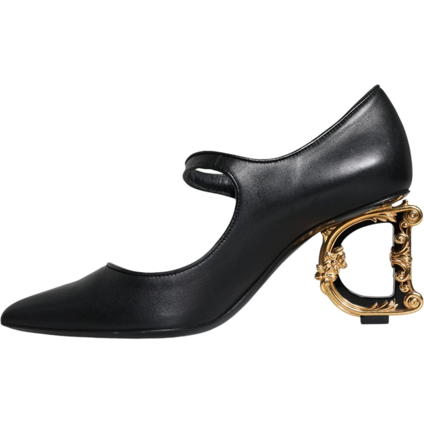 Dolce & Gabbana Black Leather Logo Heels Mary Janes Pumps Shoes Dolce & Gabbana Dark Slate Gray